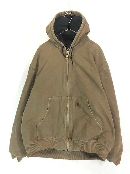 古着 Carhartt フロンティア ブラウン ダック 防寒 パデット アクティブ パーカー ジャケット XXL 古着