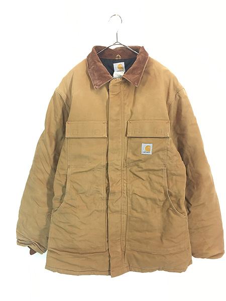 古着 90s Carhartt ブラウン ダック パデット トラディショナル コート 44 Tall 古着