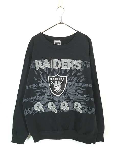 古着 90s USA製 NFL Las Vegas Raiders レイダース ファイヤー トライバル グラフィック スウェット トレーナー XL 古着