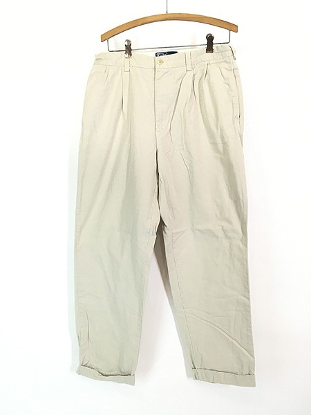 古着 90s Polo Ralph Lauren 「HAMMOND PANT」 タック チノ パンツ テーパード オフホワイト W33 L31 古着の通販は