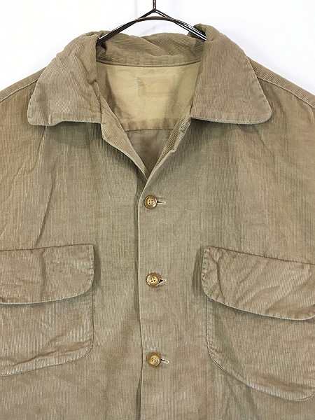 古着 50s 無地 ソリッド フラップ ポケット 開襟 ボックス コーデュロイ シャツ XL位 古着 50s 無地 ソリッド フラップ ポケット 開襟 ボックス コーデュロイ シャツ XL位