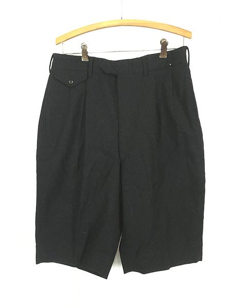 古着 50-60s Joseph Horne Co 2タック ブラック フランネル ウール スラックス ショーツ ハーフ パンツ W32