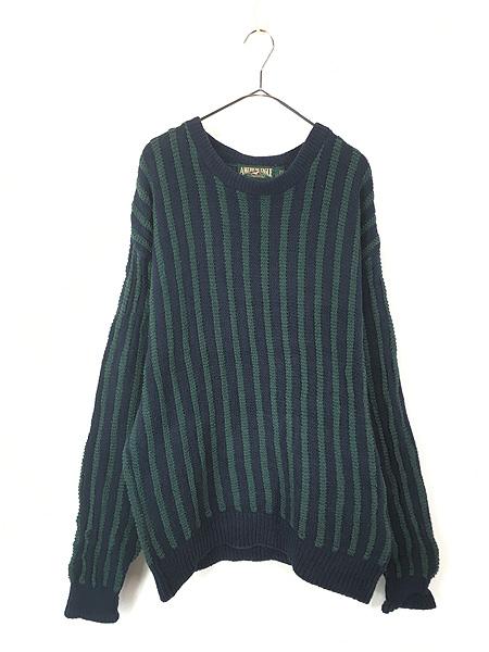 古着 90s USA製 American Eagle 2tone ストライプ コットン ニット セーター Lの通販は