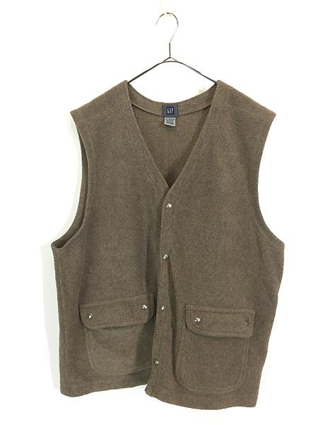 古着 90s GAP パイル フリース カーディガン ベスト XLの通販は 7,700円