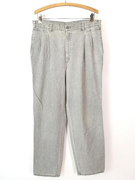古着 90s Dockers 529-9655 2タック グレー デニム チノ タック パンツ ジーンズ ストレート W33 L31