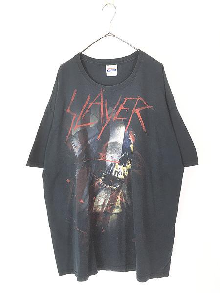 古着 00s SLAYER フラッグ スカル スラッシュ メタル ロック バンド Tシャツ XXL