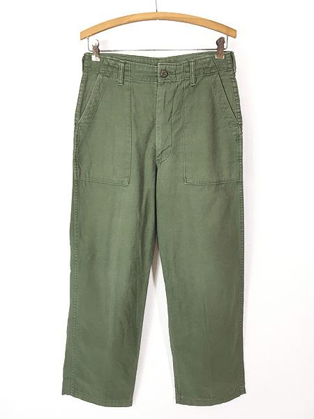 古着 60s 米軍 US ARMY 「Blue Bell」 Type1 100%コットンサテン ミリタリー ベイカー トラウザーズ パンツ ストレート W29.5 L28