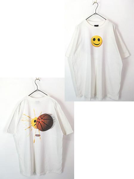 古着 90s USA製 Big Ball Sports スマイル にこちゃん クラッシュ Tシャツ XL 古着