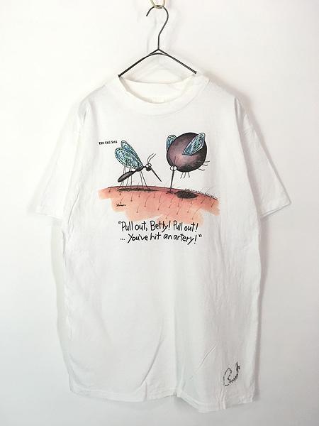 古着 90s USA製 The Far Side 蚊 モスキート ポップ アート Tシャツ L 古着