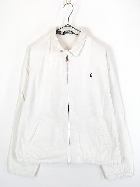 古着 90s USA製 Polo Ralph Lauren ワンポイント コットン ツイル スウィングトップ ジャケット ホワイト M 古着