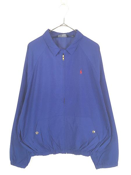 古着 90s Polo Ralph Lauren ワンポイント ナイロン スウィングトップ ジャケット ブルー L 古着