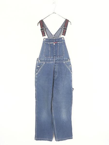古着 90s  JEANS フラッグ ロゴ パッチ デニム オーバーオール M 古着