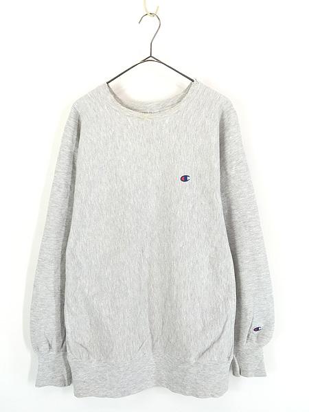 古着 90s USA製 Champion Reverse Weave ワンポイント リバース スウェット トレーナー グレー XL 古着