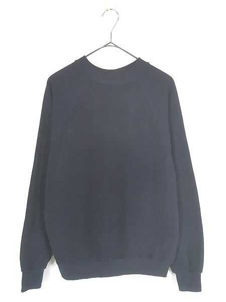 「Deadstock」 古着 70s USA製 Sportswear 無地 ソリッド プレーン ラグラン スウェット トレーナー ネイビー L 古着