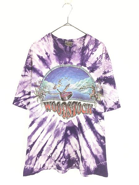 古着 90s USA製 Mike Dubois 「Woodstock」 ギター サイケデリック アート タイダイ Tシャツ XL