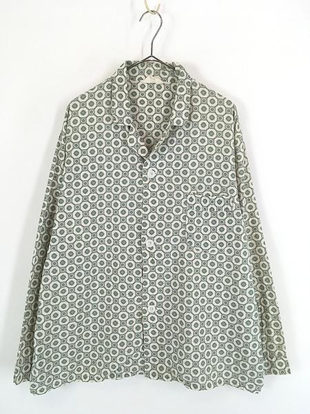 古着 60s Towncraft Penney's 小紋柄 総柄 開襟 ボックス コットン パジャマ シャツ L