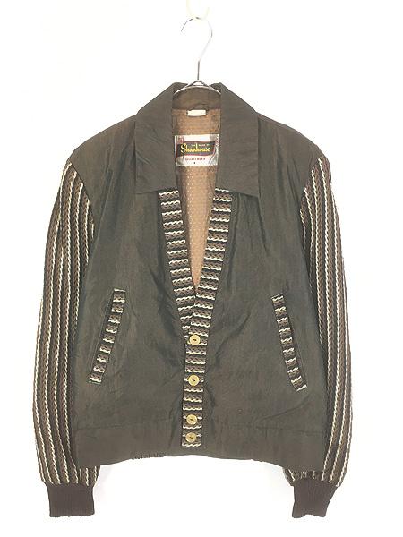 古着 50s The House of Shanhouse ねじりロープ × 玉虫色 レーヨン ロカビリー ジャケット ブルゾン 36