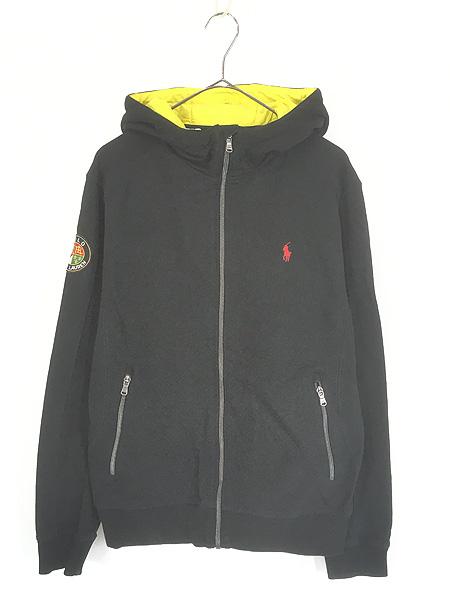 古着 Polo Ralph Lauren フード裏 キルティング ポリライナー 「クッキー パッチ」 ソリッド スウェット パーカー ブラック M 古着