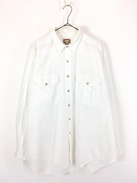 古着 90s BANANA REPUBLIC 無地 ソリッド リネン コットン シャツ ホワイト L