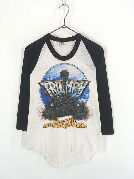 古着 80s USA製 TRIUMPH 「Never Surrender」 Rock N Roll Machine ツアー ハード ロック バンド ラグラン Tシャツ M