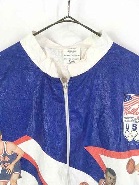 古着 90s USA製 USA 五輪 オリンピック ドリーム チーム フォト Tyvek素材 ペーパー ジャケット ブルゾン 紙ジャケ L 古着 90s USA製 USA 五輪 オリンピック ドリーム チーム フォト Tyvek