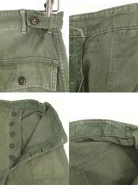 古着 60s 米軍 US ARMY 「初期」 8.5oz コットンサテン ミリタリー ベイカー パンツ ストレート W30 L31