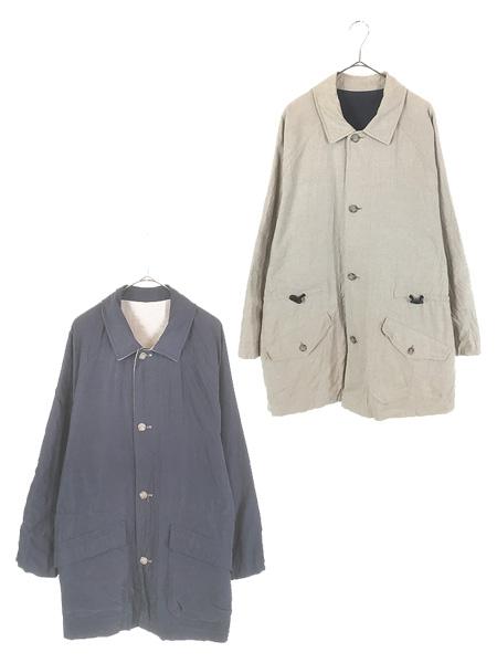 古着 90s Brooks Brothers 100% リネン × ピーチスキン リバーシブル コート L