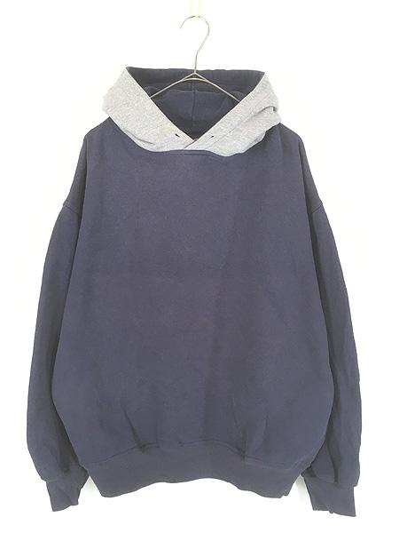 古着 90s USA製 Jansport 無地 プレーン Wフェイス フード スウェット パーカー L