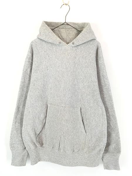 古着 90s 無地 ソリッド プレーン リバース タイプ スウェット パーカー グレー L位