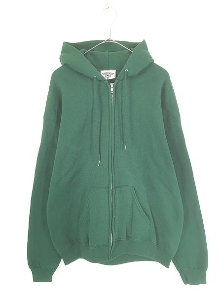 古着 90s USA製 Lee 無地 ソリッド セットイン ヘビーウェイト スウェット ジップ パーカー L