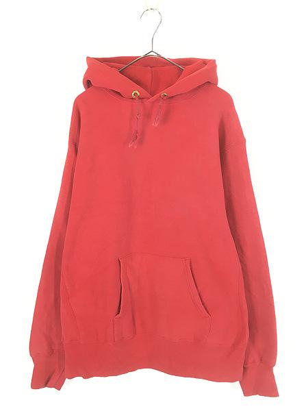 古着 80s USA製 Champion Reverse Weave 完全目なし リバース スウェット パーカー レッド XL