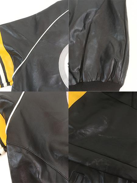 古着 NFL Pittsburgh Steelers スティーラーズ 両面 刺しゅう パデット フェイクレザー ジャケット L 古着 NFL Pittsburgh Steelers スティーラーズ 両面 刺しゅう パデット