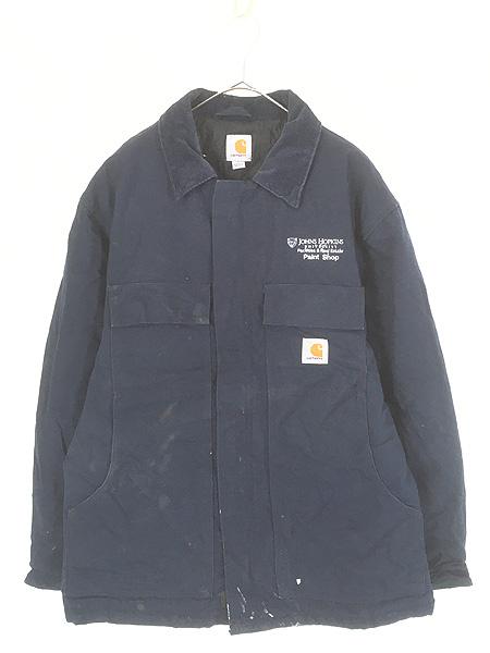 古着 10s Carhartt DNY ダークネイビー ダック パデット トラディショナル コート L
