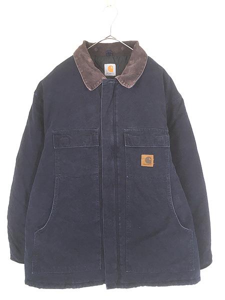 古着 Carhartt ネイビー ダック パデット トラディショナル コート XL位