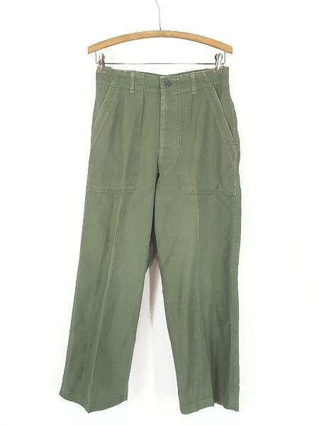古着 60s 米軍 US ARMY 「初期」 8.5oz コットンサテン ミリタリー ベイカー パンツ ストレート W30 L25.5