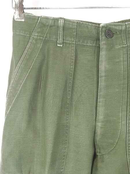 古着 60s 米軍 US ARMY 「初期」 8.5oz コットンサテン ミリタリー ベイカー パンツ ストレート W30 L25.5