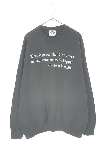 古着 90s Benjamin Franklin 「Beer is proof」 偉人 スウェット トレーナー XL
