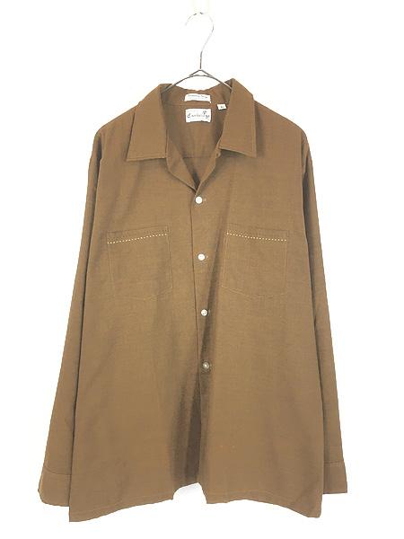古着 60s Cambridge ハンドステッチ ポケット 開襟 ボックス コットン シャツ L 使用感なし