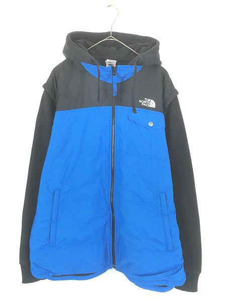 古着 00s TNF The North Face スウェット スリーブ フーデッド インサレーション ジャケット XL