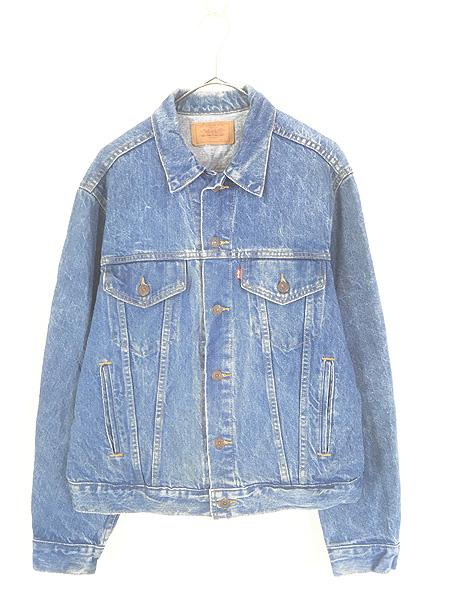 古着 80s USA製 Levi's 70506-0214 ハンド ポケット付 ブルー デニム トラッカー ジャケット Gジャン 44