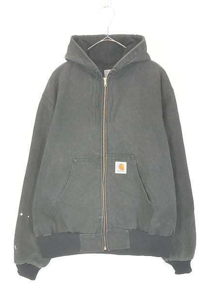 古着 80s- Carhartt 裏地 メッシュ BLK ブラック ダック アクティブ パーカー ジャケット XL位