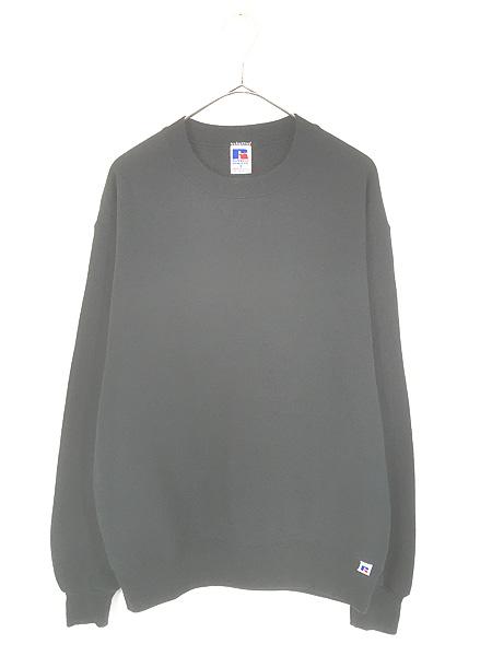 古着 90s USA製 Russell 無地 プレーン 前V セットイン スウェット トレーナー ブラック M ミント!!