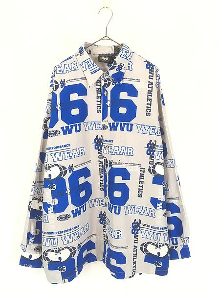 古着 00s WU WEAR Wu-Tang Clan 「36 NYC」 グラフィック ヒップホップ ラップ ナイロン ボックス シャツ XL