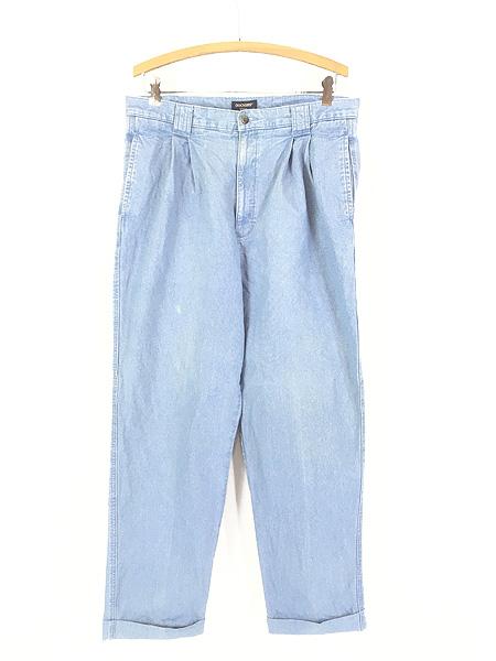 古着 90-00s Dockers 545-4518 ブルー デニム チノ タック パンツ ジーンズ ストレート W33 L30