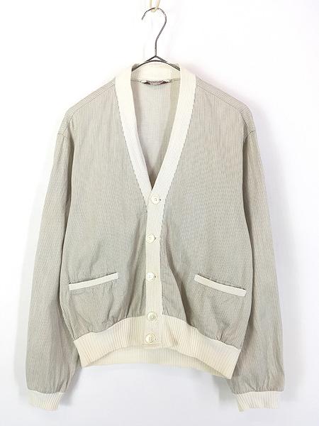 古着 50s USA製 McGREGOR ドット ストライプ コットンサテン カーディガン ジャケット M