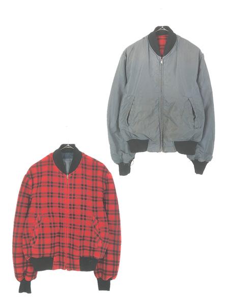 古着 50s USA製 McGREGOR ブラック×レッド チェック フリース リバーシブル ジャケット 36