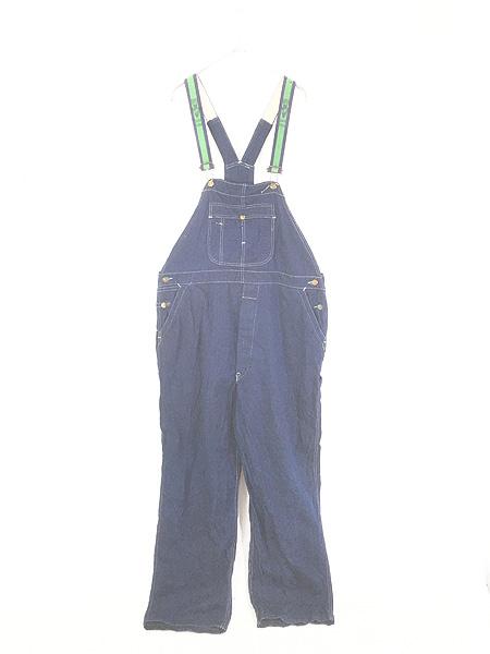古着 50s FLINT 人気 ローバック 濃紺 インディゴ デニム ワーク オーバーオール サロペット W41 L33