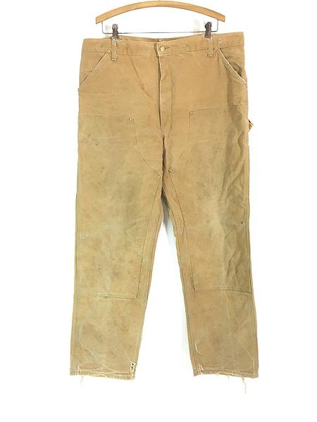 古着 90s USA製 Carhartt ブラウン ダック Wニー ペインター ワーク パンツ W40 L33 古着
