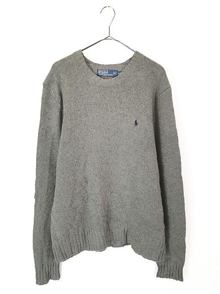 古着 Polo Ralph Lauren ワンポイント 上質 アンゴラ ウール ニット セーター グレー L 古着