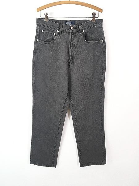 古着 90s Polo Ralph Lauren 5ポケット 先染め ブラック デニム パンツ ジーンズ ストレート W32 L29 古着
